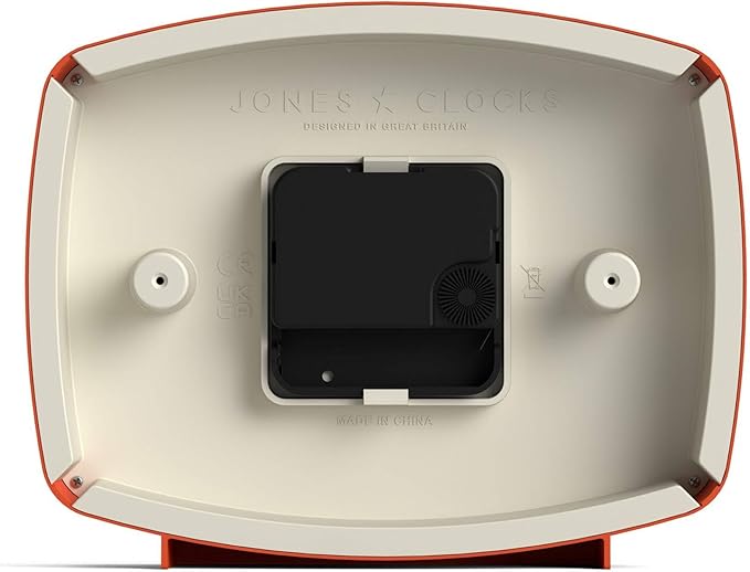 JONES CLOCKS® Film Desk Clock | Retro Rectangular Design | Orange | Retro Design, Blending mid Century Style with a Punchy Modern Finish for Shelf, Table, Mantel or Bedside