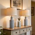 25" Modern Ceramic Lamps Single Table Lamp for Living Room Bedroom Farmhouse Nightstand Bedside Lamps