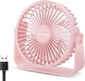 TriPole USB Desk Fan Portable Mini Fan Powerful 3 Speeds Wind Personal Desktop Fan with 360° Head Rotation for Home Office Car Indoor Outdoor Pink, No Battery, 4.5 Inches