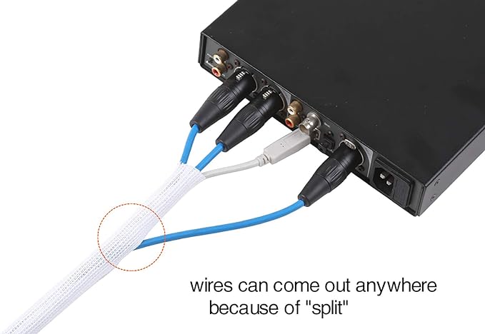 Alex Tech 25ft - 1 inch Cord Protector Wire Loom Tubing Cable Sleeve Split Sleeving for USB Cable Power Cord Audio Video Cable - Protect Cat from Chewing Cords - White