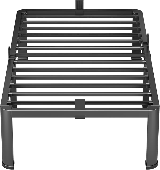 14 Inch Twin Heavy Duty 3500 lbs Bed Frame with Round-Corner Legs & Anti-Squeak Design – Quick Assembly Metal Platform, No Box Spring Needed