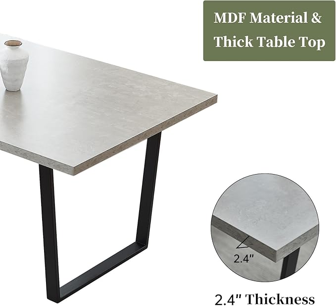 Rectangular Kitchen Dining Table, Space-Saving Rectangular Design, Thickened MDF Sturdy Structure, Suitable for Dining Room Kitchen Restaurant (Table)