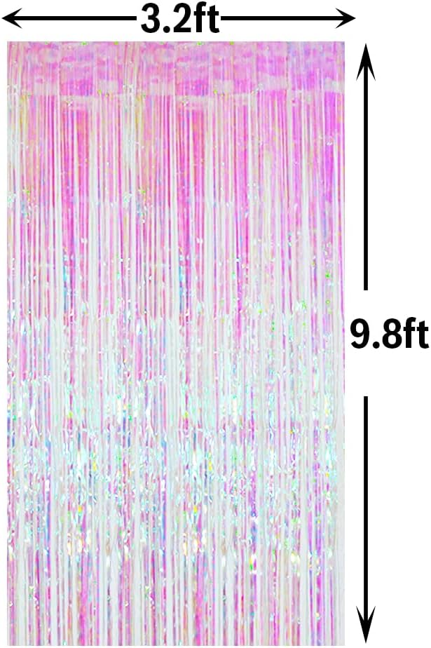 GOER 3.2 ft x 9.8 ft Metallic Tinsel Foil Fringe Curtains Party Photo Backdrop Party Streamers for Birthday,Graduation,New Year Eve Decorations Wedding Decor (2 Packs,Multicolor)