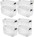 Sterilite 8 Pack Ultra Storage Totes, Lidded Plastic Containers, 116 Qt and 70 Qt, Clear