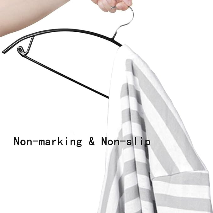 Gold Hangers 50 Pack - Heavyduty Non Slip Slimline Suit Jacket T Shirt Hangers - Space Saving (Black)
