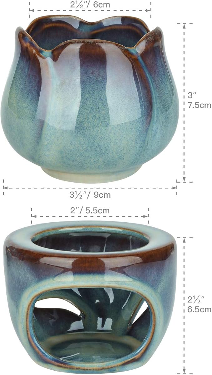 ComSaf Wax Melt Burners Essential Oil Burner Set of 2, Aromatherapy Aroma Burner Ceramic Oil Diffuser Candle Tealight Holder Home Bedroom Decor Christmas Housewarming Gift