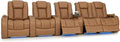 Seatcraft Diamante Zero-Gravity CoolZero Italian Leather Home Theater Seating, Power Headrest, Power Recline, Row of 5 Right Loveseat, Tan Oak