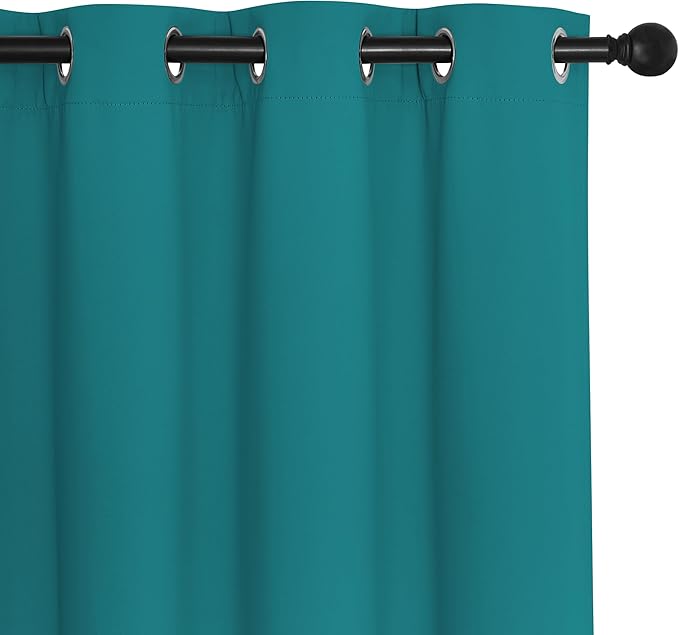NICETOWN Blackout Curtains 120 inch Length for Sliding Glass Door, Grommet Thermal Insulated Room Darkening Sound Reducing Drapes for Room Divider, 1 Panel, W52 x L120, Peacock Teal