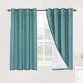 H.VERSAILTEX Linen Blackout Curtains 54 Inches Long 100% Absolutely Blackout Thermal Insulated Textured Linen Look Curtain Draperies Anti-Rust Grommet, Energy Saving with White Liner, 2 Panels, Teal