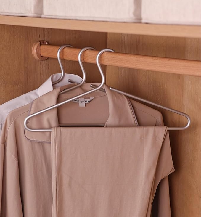 Premium Matte Silvery Aluminum Coat Hangers 100 Piece Set, 16.5” Extra Smooth & Durable Metal Shirt Dress Hanger,Aluminum Alloy Hanger,Clothing Support,Clothing Hang