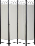 FDW 4 Panel Room Divider and Folding Portable Partition Screen, 6FT Wall Divider Screen for Dorm Bedroom Office, Cream