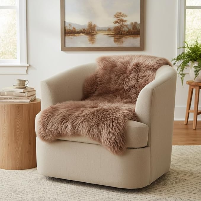 Super Area Rugs Buff Tan Sheepskin Rug Genuine Single 2x3ft Pelt Fluffy Fur Seat Cushion and Chair Cover