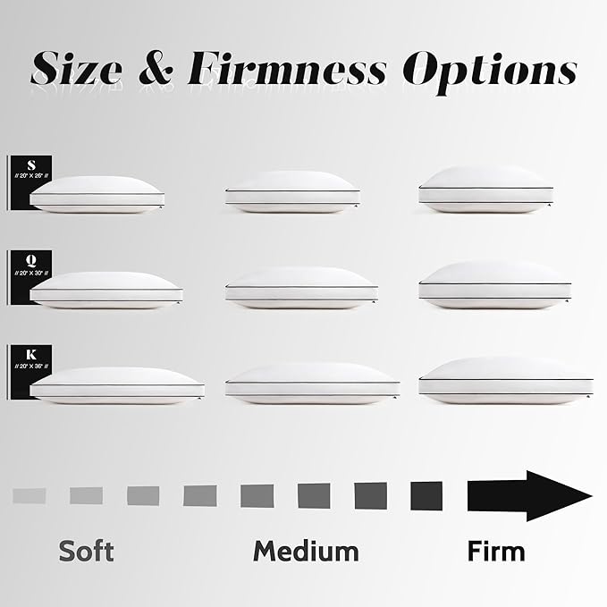 Feather Down Pillows Standard Size Set of 2 with Gusset, Luxury Hotel Collection Bed Pillow 2 Pack, Down Surrounded Gusseted Pillows for Sleeping, Firm for Side, Back Sleepers 20x26 in.