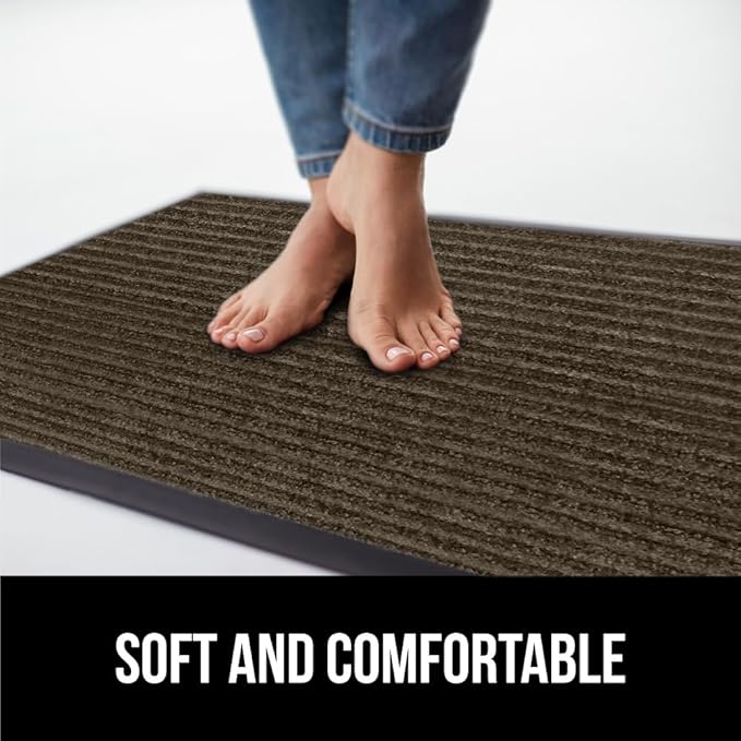 GORILLA GRIP Waterproof Traffic Guard Door Mat, 2 Pack Heavy Duty Entryway Mats, Strong Rubber Back Commercial Utility Rugs for Office Hallway, Garage Floor and Home, Low Profile Carpet, 29x17, Brown