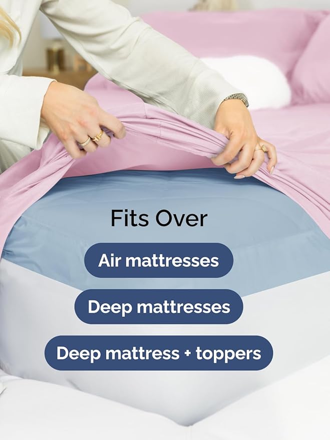 Extra Deep King Sheet Set - 6 Piece Breathable & Cooling Sheets - Hotel Luxury Bed Sheets Set - Easy & Secure Fit - Soft, Wrinkle Free & Comfy Sheets Set - Light Pink Sheet Set with Extra Deep Pockets