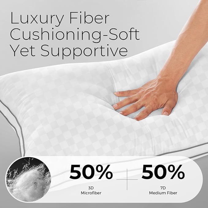Sweetnight Pillows Queen Size Set of 2, Bed Hotel Pillows, Almohadas para Dormir, Side Back Stomach Sleeper, Relief Neck, Head, Shoulder