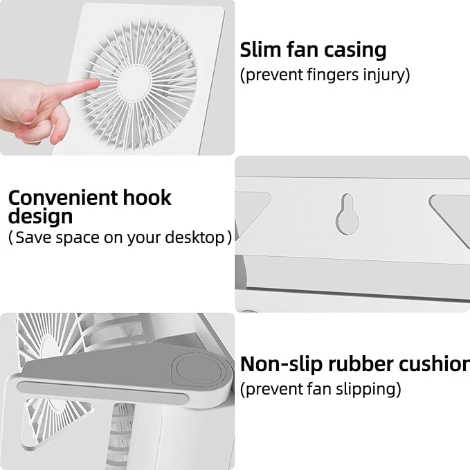 VEMONT 180°Foldable Portable Personal Fan Built-in 5000mAh Rechargeable Battery,Remote Control,Variable Stepless Speed.Hanging Design,Suitable For Home, Office, Travel,And Outdoor Use,Great Gift