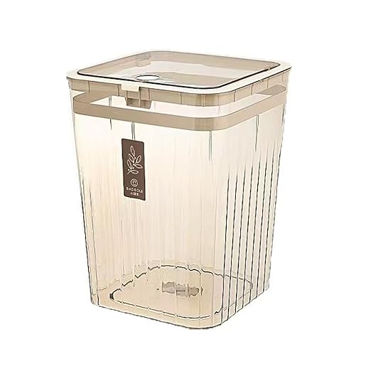 Bathroom Trach Can with Lid, 2.6 Gallon Grabage Can,Plastic Transparens Waste Basket with Press Top Lid,Clear Trach Bin for Home,Living Room,Bedroom,Office,Brown