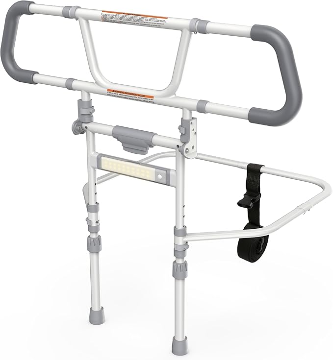 Packve Foldable Bed Rails for Elderly Adults Safety - Bed Side Assist Rail for Seniors with Extendable Guard Rails, Adjustable Height Bedrails for Queen King Full Size Bed