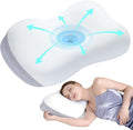Sleep Pillow Ergonomic Contour Design Cooling Memory Foam Pillows for Neck Support, Side & Back Sleepers White Gray