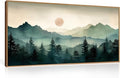 LHIUEM Large Boho Mountain Framed Wall Art Set,Watercolor Pine Tree Wall Painting,Abstract Foggy Green Forest Artwork,Modern Nature Landscape Sunrise Wall Decor for Living Room, Bedroom,Office-20x40