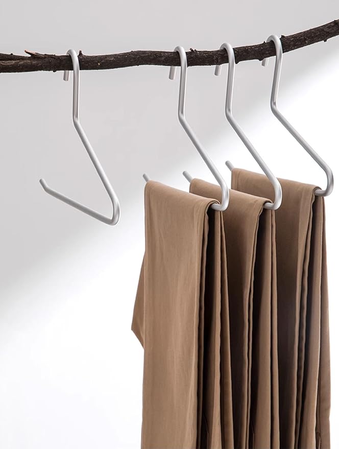 Premium Matte Silvery Aluminum Pants Hanger 10 Pack, 13.7” Extra Smooth & Durable Metal Shirt Dress Hanger,Aluminum Alloy Hanger,Clothing Support,Clothing Hang