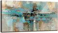 DZL Art A74762 Canvas Prints Abstract Wall Art Print Paintings Blue and Brown Stretched Canvas Wooden Framed for living Room Bedroom and Office Home Decor Artwork