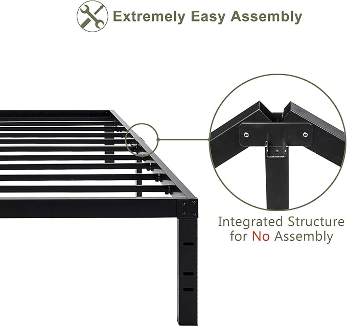 45MinST 18 Inch Maximum Storage Bed Frame/Reinforced Platform /3500lbs Heavy Duty/Easy Assembly/Mattress Foundation/Steel Slat/Noise Free, Twin XL