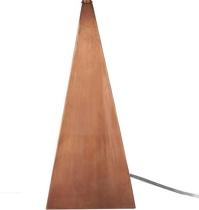 Nourison Home 21" Copper Finish Wood Triangle Table Lamp for Bedroom, Living Room, Dining, Office, Entryway