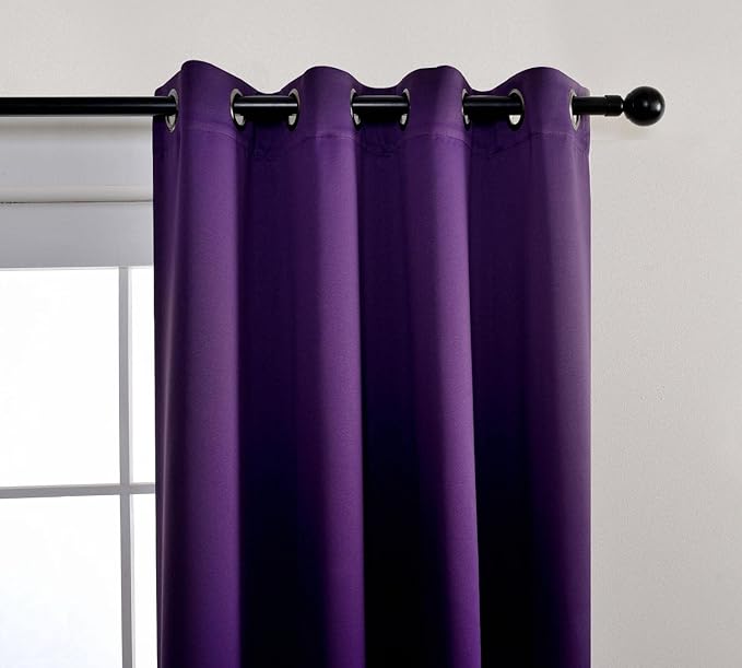 MIUCO Thermal Insulated Grommet Window Blackout Curtains Panels for Livingroom 52x84 Inch Purple 1 Pair