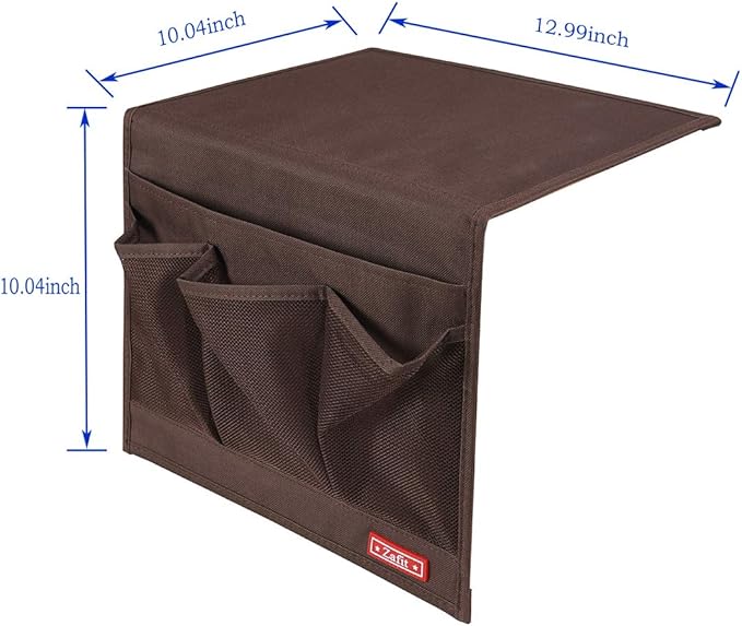 Zafit Bedside Storage Organizer - Table Cabinet Organizer Caddy for Remotes, Phone, Glasses (Classic 4 Pockets - Coffee)