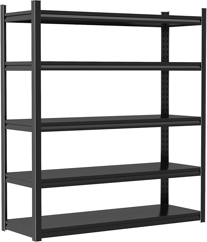 Storage Shelves, Garage Metal Shelving Unit, Adjustable, Double-Layer Column with Reinforced Ribs, Heavy-Duty, Capable of Bearing 3000 lbs, Suitable for Garage, Warehouse, Kitchen Storage