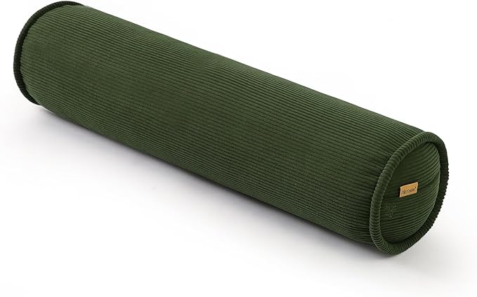 Body Pillow for Adults – Corduroy Long Round Bolster Pillow for Bed, Cuddle Pillow with Full Support for Side Sleepers & Restful Sleep,39 x 7.87 Inches,Avocado Green