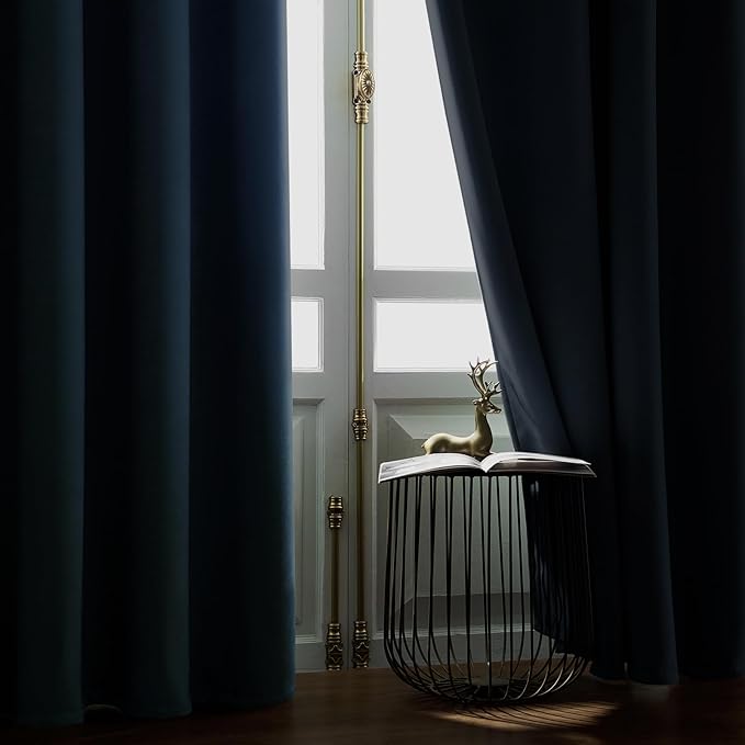 Joydeco Greyish Blue Velvet Curtains 84 Inches 2 Panels, Luxury Thermal Insulated Soft Curtains for Bedroom & Living Room, Room Darkening Velvet Drapes, Rod Pocket (52W x 84L)