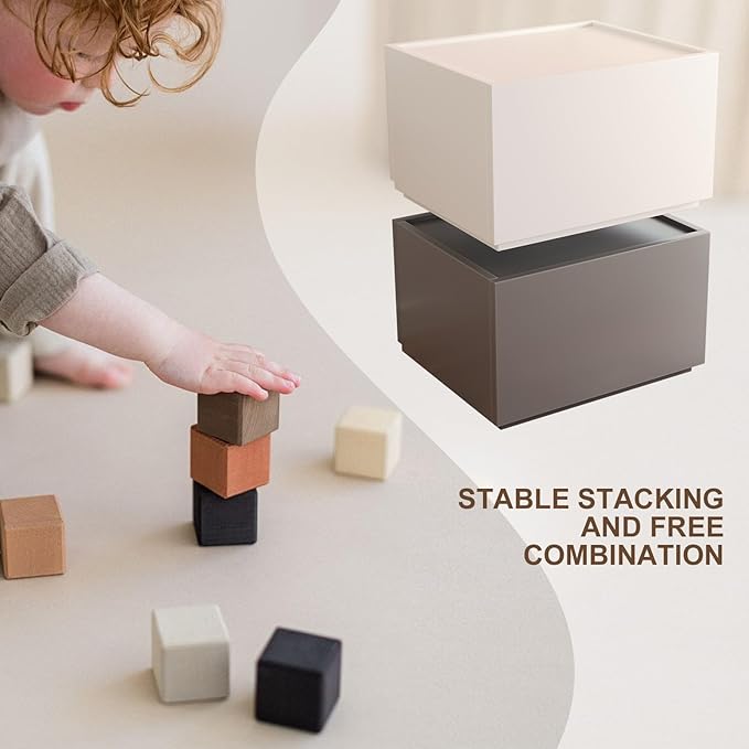 Stackable Storage Drawers, Wooden Drawer Storage Organizer, Modern Nightstands with Wooden Drawers, Small Storage Cabinet, Modular Design, Available in 2 Sizes for Versatile Use Oak Small