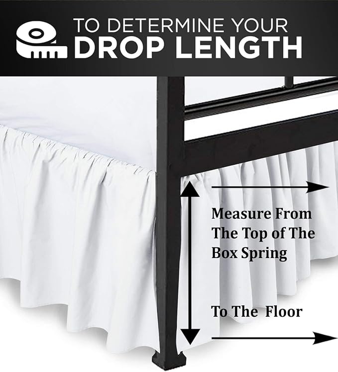 Ruffled Bed Skirt with Split Corners, White, King 18 Inch Drop Bedskirt, Hotel Quality Brushed Microfiber Wrinkle Free Dust Ruffle Bed Skirt King Size