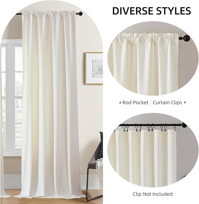 Joydeco Customized Velvet Curtains for Bedroom and Living Room, Heavy Duty Luxury Thermal Insulated White Velvet Curtains Rod Pocket 1 Panel, Custom Size