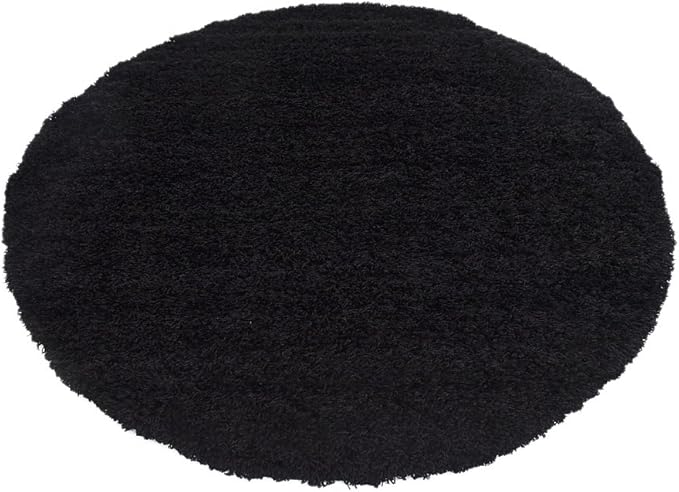 Unique Loom Solid Shag Collection Area Rug (6' 1" Round, Jet Black)