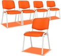 VINGLI Orange Waiting Room Chairs, 5-Pack PU Church Chairs Conference Stackable Office Guest & Reception Stacking for Meeting,Office Lobby, Simple&Space-saving Pu-orange