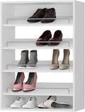 Shoe Shelf Short Tower Closet Unit, Modular Closet System, Wood Closet System Organizer with Storage for Walk In Closets, Clothing Rack for Hanging Clothes, Bedroom, White, 19.5"W