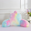Holawakaka Shaggy Reading Pillow for Bed and Sofa Couch Sitting Up, Tie Dye Backrest Pillows with Arms for Kids Teens Adults, Back Support Cushion for Lounging, Watching TV, Working on Laptop
