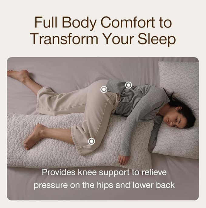 Coop Home Goods Original Adjustable Body Pillow (20x54) and Ultra-Tech Waterproof Pillow Protector Bundle for Pregnancy, Full Body Support for Side Sleepers with Memory Foam & Washable Cover