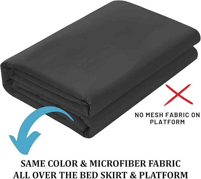 SKY BEDDINGS - Queen Size Ruffled Bed Skirt with Split Corners - 18 Inch Drop Dust Ruffle Bed Skirt with Platform Three Sided Coverage - 100% Microfiber, Dark Grey