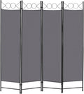 4 Panel Room Divider 6FT Steel Frame Screen Folding Privacy Divider Freestanding Partition for Home Office Bedroom (Grey)