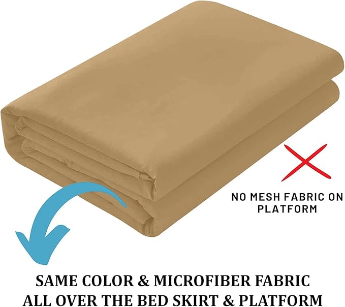 Ruffled Bed Skirt with Split Corners, Taupe, Full 12 Inch Drop Bedskirt, Hotel Quality Brushed Microfiber Wrinkle Free Dust Ruffle Bed Skirt Full Size