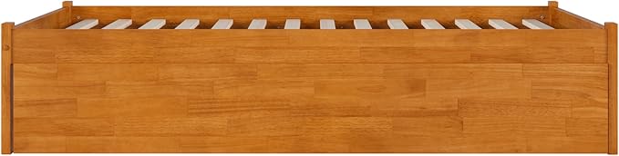 AFI Concord Full Solid Wood Platform Bed with Footboard & Twin Trundle in Light Toffee