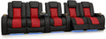 Seatcraft Diamante Zero-Gravity CoolZero Italian Leather Home Theater Seating, Power Headrest, Power Recline, Row of 5 Dual Loveseats, Black/Red