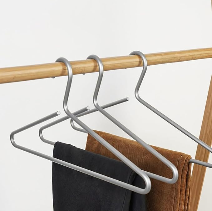 Premium Matte Silvery Aluminum Coat Hangers 100 Piece Set, 16.5” Extra Smooth & Durable Metal Shirt Dress Hanger,Aluminum Alloy Hanger,Clothing Support,Clothing Hang