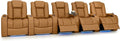 Seatcraft Diamante Zero-Gravity CoolZero Italian Leather Home Theater Seating, Power Headrest, Power Recline, Row of 5, Tan Oak
