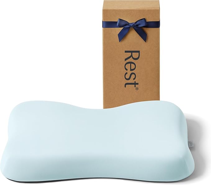 REST® Evercool® Cooling Pillow, Instant Cool-to-Touch Shell Fabric & Breathable Silicone Sponge Core for All-Night Temperature Regulation & Ergonomic Support, High, Light Blue